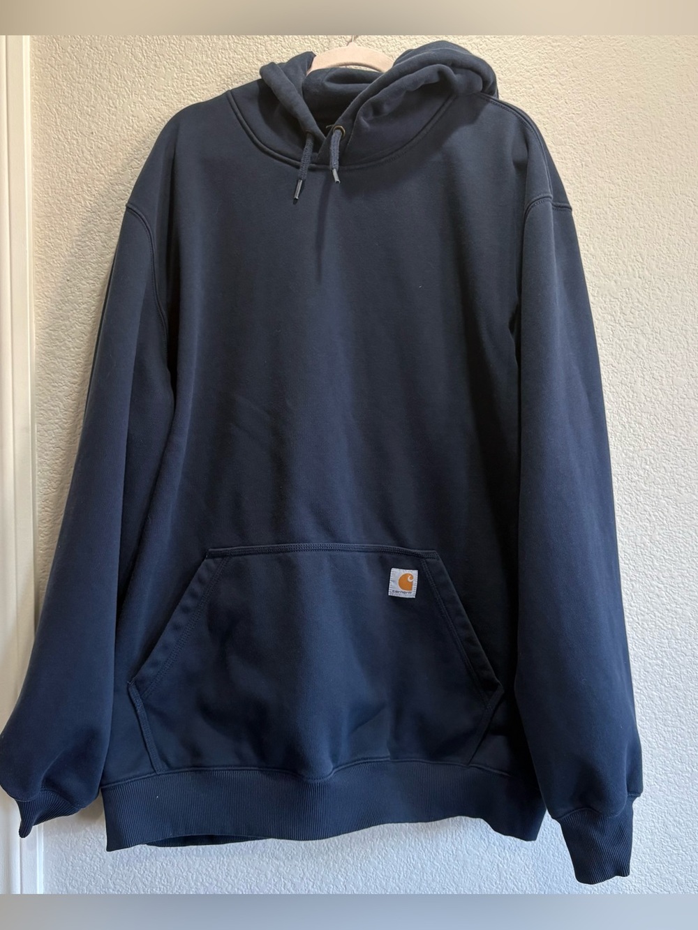 Carhartt Rain Defender Hoodie Mens 2XL Tall Navy Loose Fit Pullover Sweatshirt